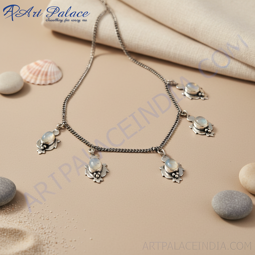 925纯银月光石脚链（女士款）| 精致银饰