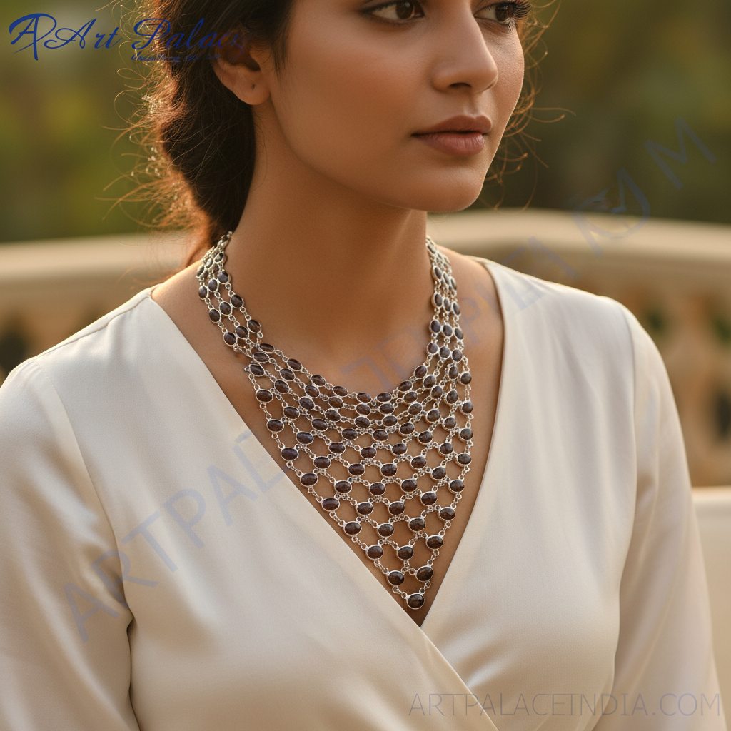 925 Silver Ruby Gemstone Necklace | Statement Jewelry for Women