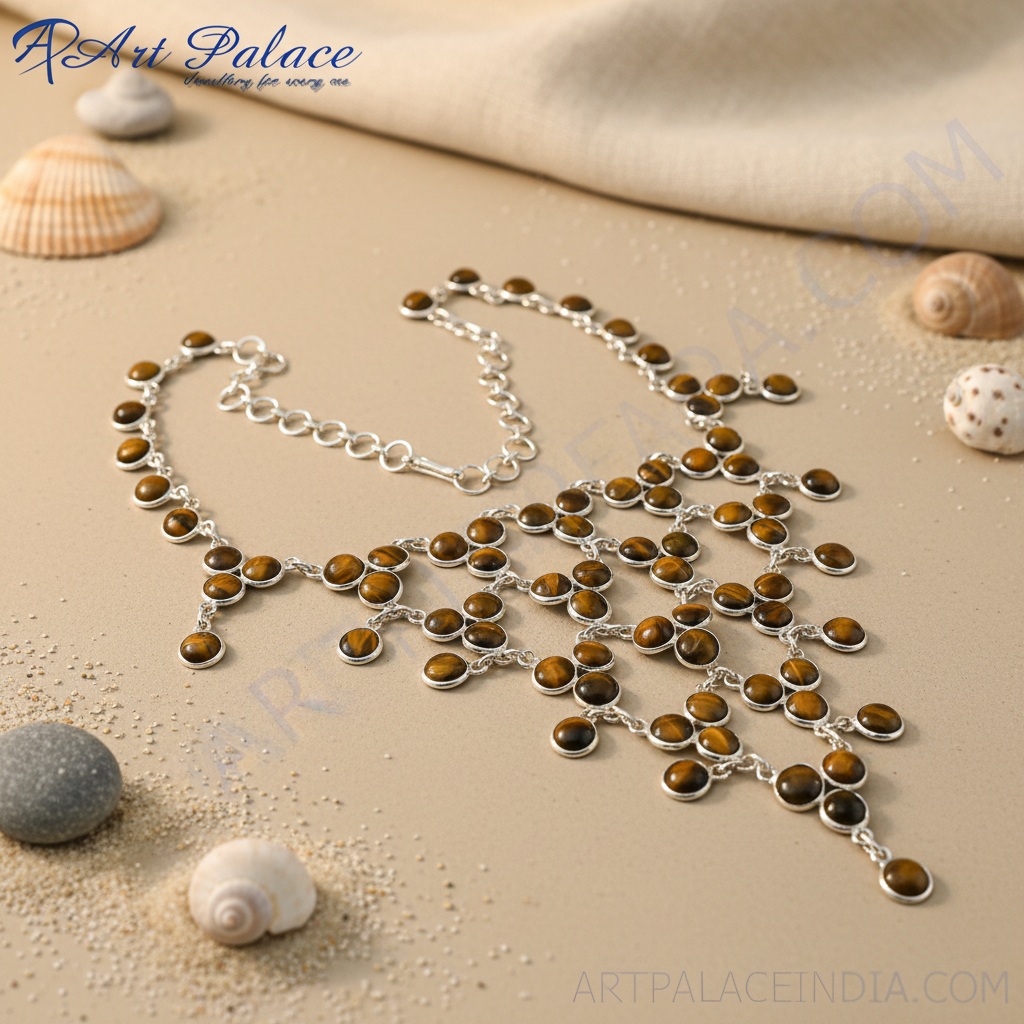 925 Silver Tiger Eye Necklace for Women | Statement Jewelry