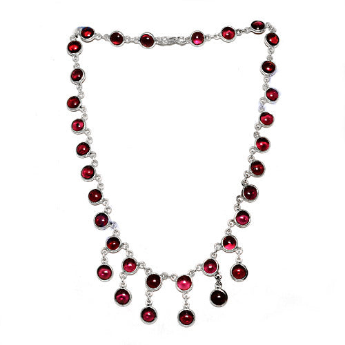 925 Silver Garnet Gemstone Necklace for Women | Statement Jewelry