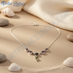 Load image into Gallery viewer, 925 Silver Amethyst &amp; Peridot Necklace for Women | Gemstone Jewelry
