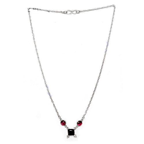 925 Silver Garnet Necklace | Gemstone Pendant for Women