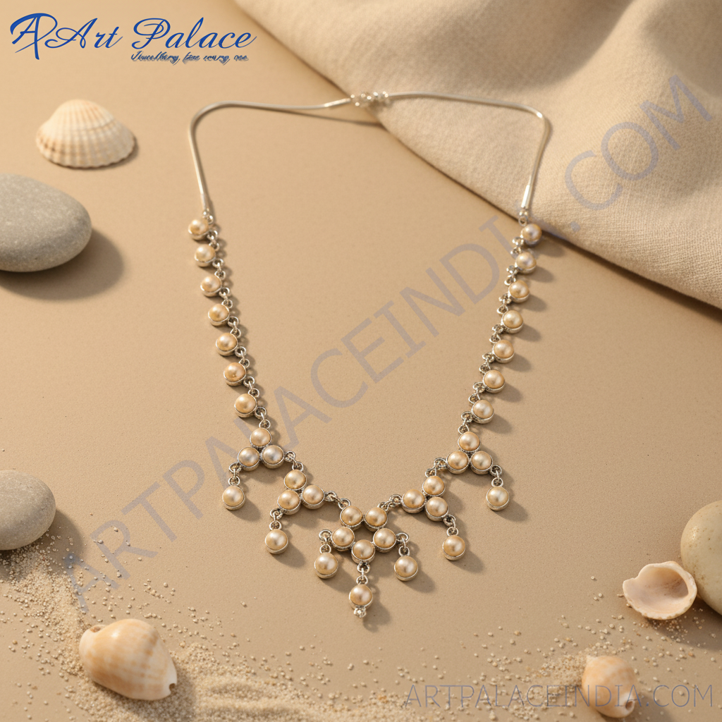 Silver Pearl Necklace for Women | Elegant Necklace | Gift