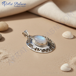 Load image into Gallery viewer, Colgante de piedra lunar en plata de ley 925 para mujer | Joyería de regalo
