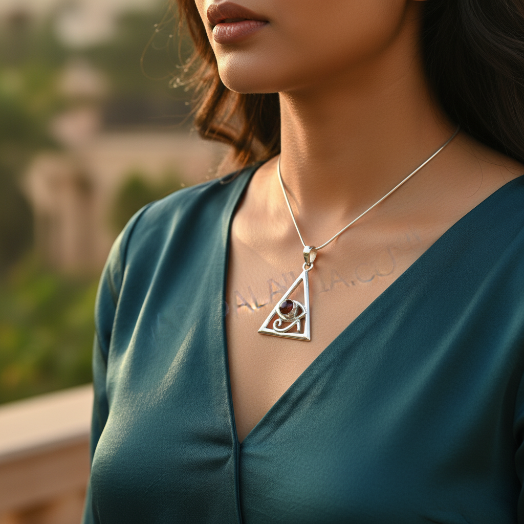 925 Silver Triangle Pendant with Gemstone | Unique Jewelry Gift
