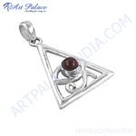 Load image into Gallery viewer, 925 sterling silver triangle pendant with a gemstone in the center, unique jewelry.
