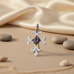 将图像加载到图库查看器中， 925 Silver Amethyst Cross Pendant for Women | Gemstone Jewelry
