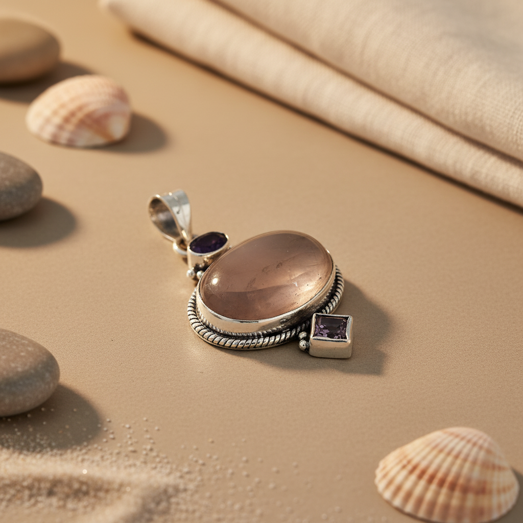 925 Silver Smoky Quartz Pendant for Women | Gemstone Jewelry