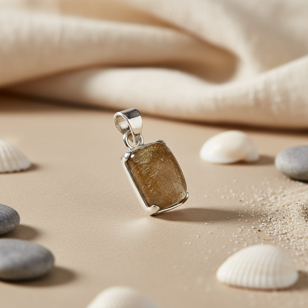 Silver Rutile Quartz Pendant | Sterling Silver Jewelry for Women
