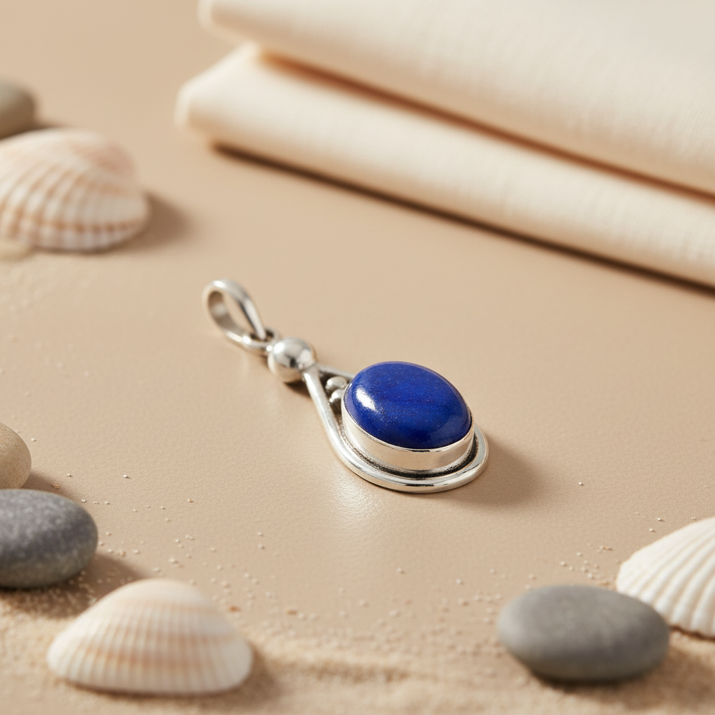 925 Silver Lapis Lazuli Pendant for Women | Blue Gemstone Jewelry