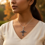 Load image into Gallery viewer, 925 Sterling Silver Cross Pendant with Garnet for Women
