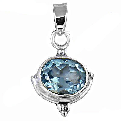 925 Silver Blue Topaz Pendant for Women | Gemstone Jewelry