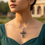 Load image into Gallery viewer, 925 Silver Smoky Quartz Cross Pendant | Women&#39;s Gift
