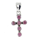 将图像加载到图库查看器中， 925 Sterling Silver Pink Gemstone Cross Pendant | Women's Jewelry
