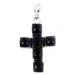 将图像加载到图库查看器中， Silver Cross Pendant Necklace | Black Onyx Gemstone Jewelry
