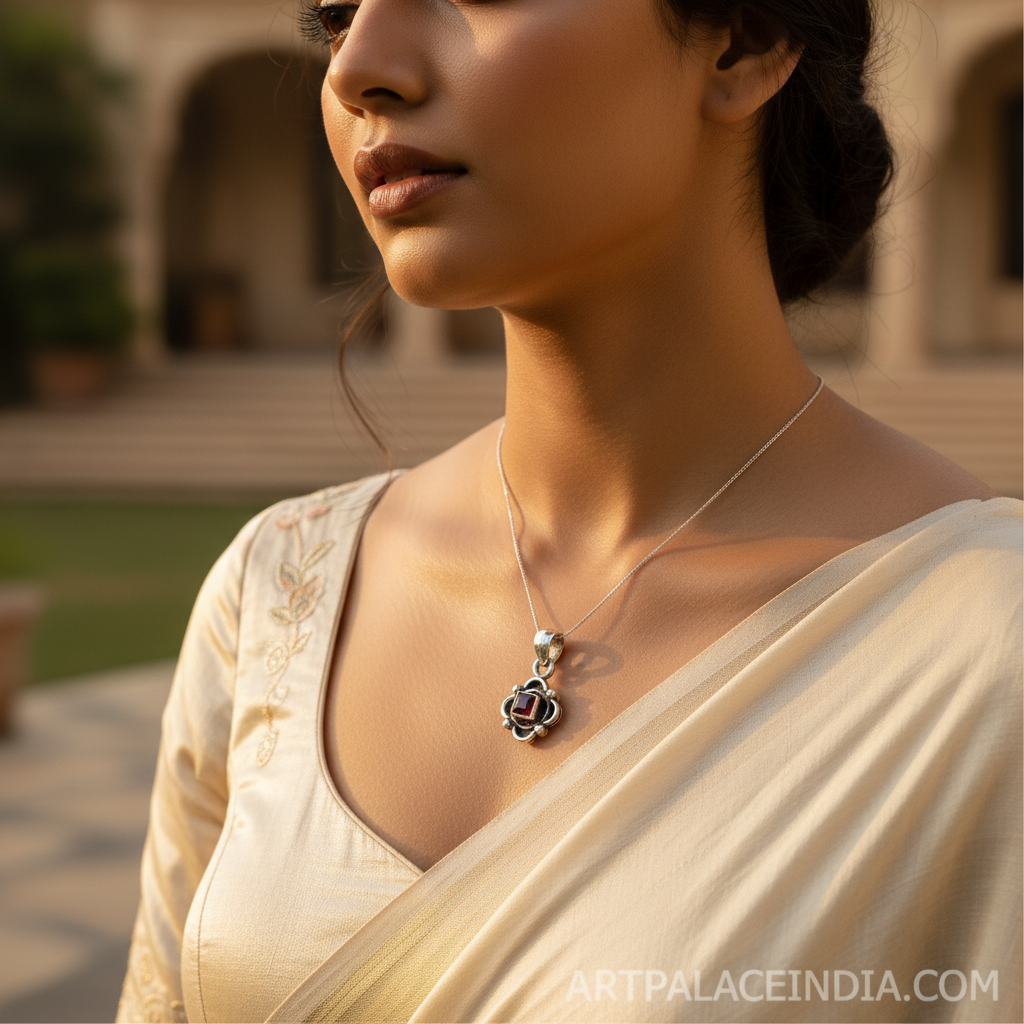 925 silver garnet pendant necklace for women | gift jewelry