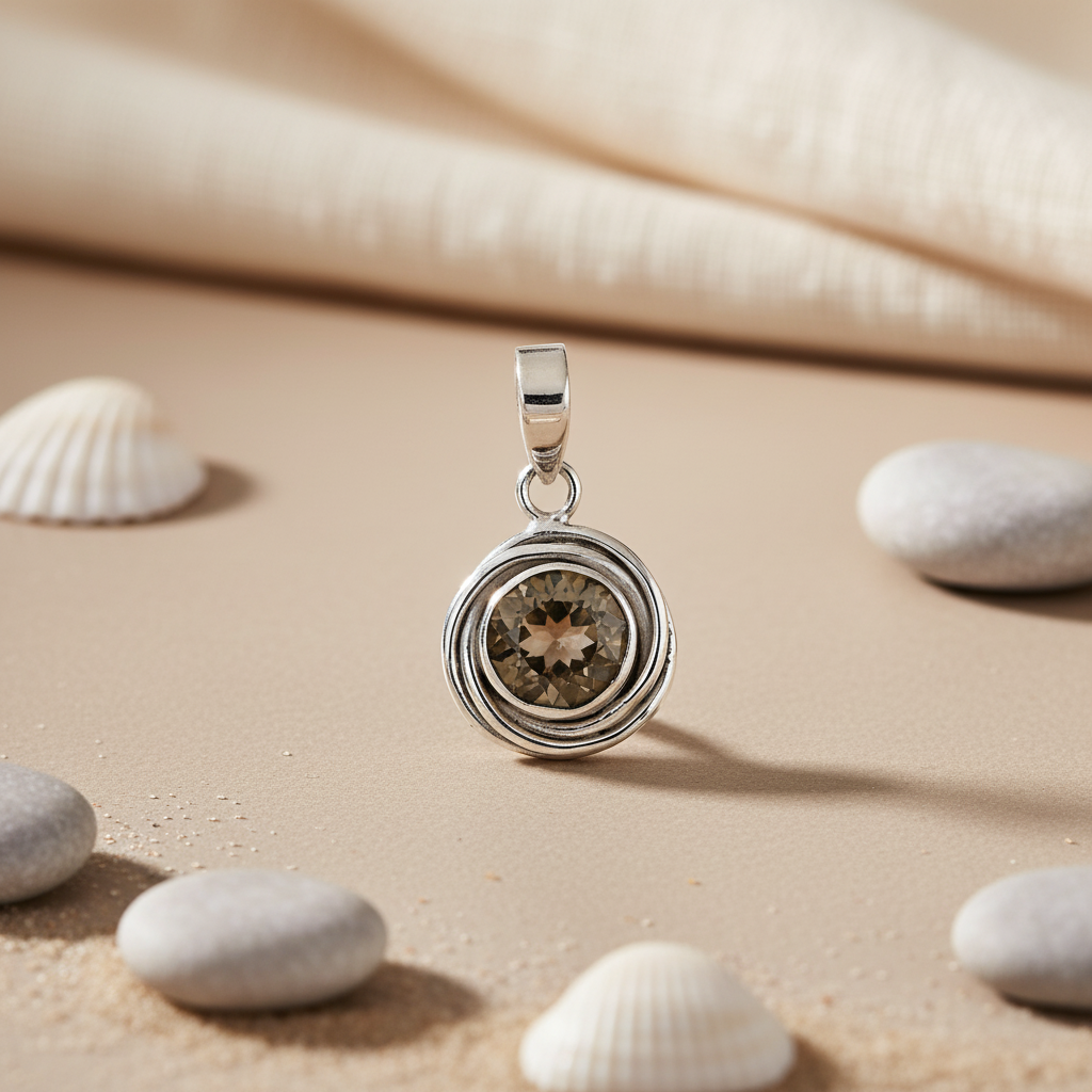 925 Silver Smoky Quartz Pendant for Women | Daily Wear Gift