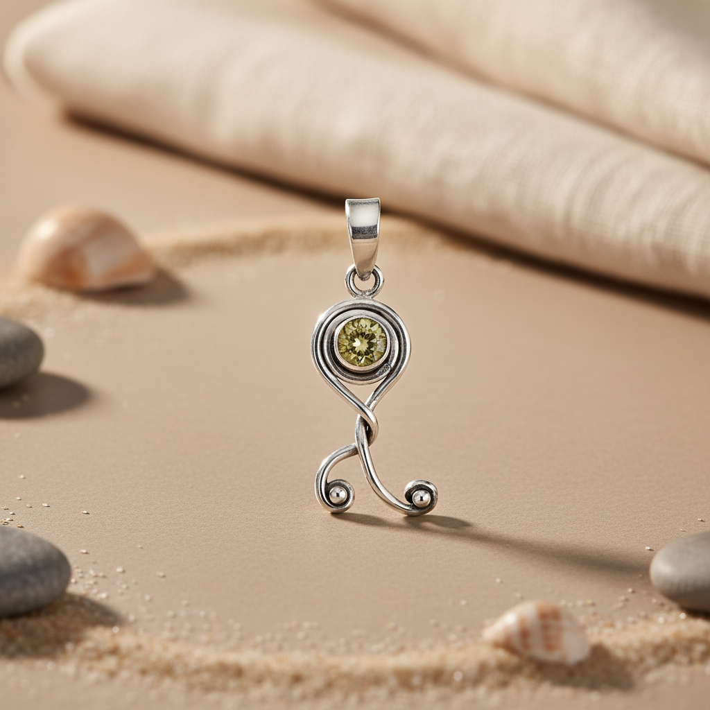 925 Sterling Silver Citrine Pendant for Women | Gemstone Jewelry