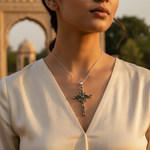 将图像加载到图库查看器中， 925 Silver Cross Pendant with Gemstones for Women | Gift
