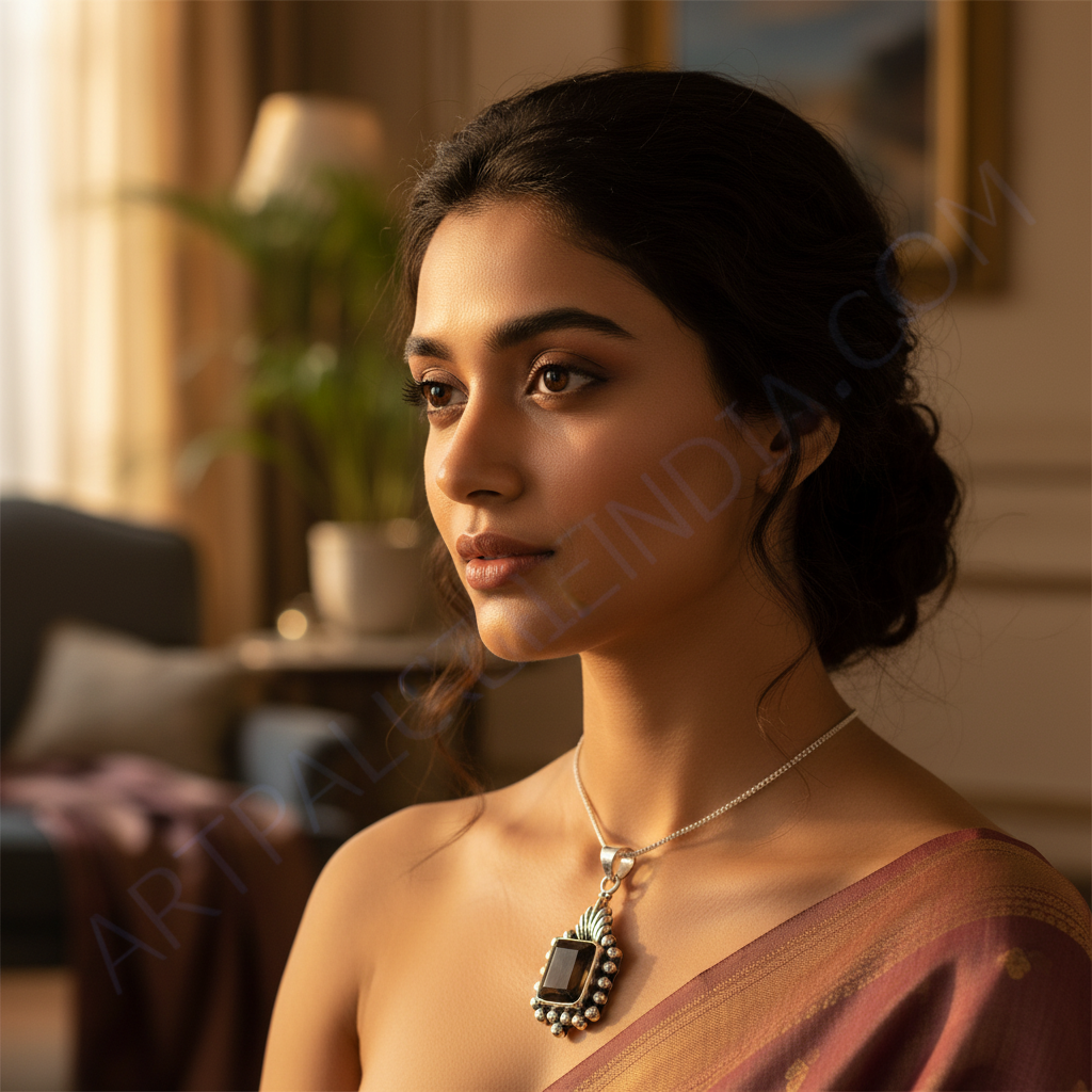 925 Silver Smoky Quartz Pendant for Women | Gemstone Jewelry