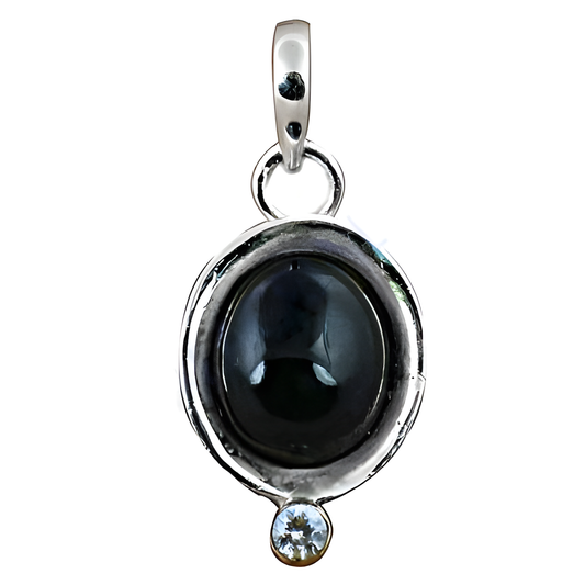 Top Quality Black Onyx & CZ Gemstone Silver Pendant