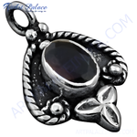 Load image into Gallery viewer, 925 sterling silver onyx pendant with black gemstone center, women&#39;s charm necklace
