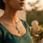 将图像加载到图库查看器中， 925 Silver Om Pendant with Peridot Gemstone | Spiritual Jewelry
