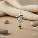 将图像加载到图库查看器中， 925 Silver Om Pendant with Peridot Gemstone | Spiritual Jewelry
