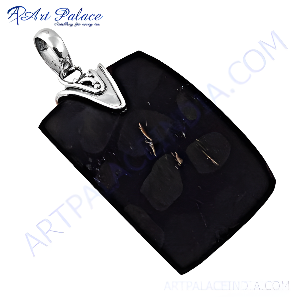 925 sterling silver pendant with a black stone, perfect for women's jewelry