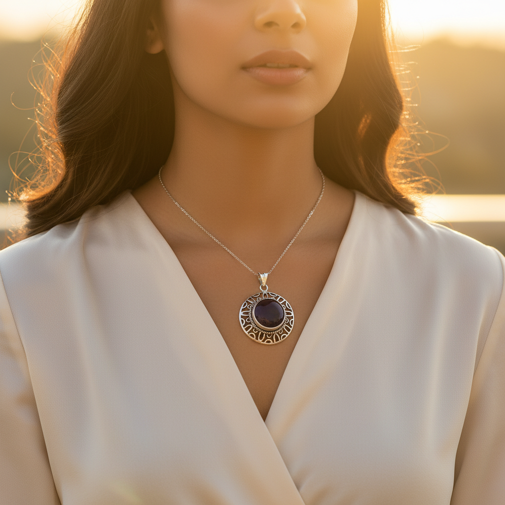 925 Sterling Silver Gemstone Pendant for Women | Daily Wear Gift