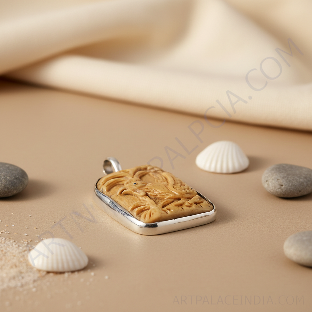 Carved rooster pendant   silver frame pendant | animal jewelry