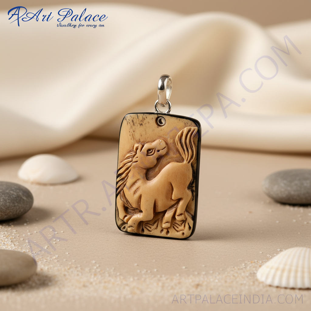 Carved horse pendant necklace | natural stone jewelry | gift