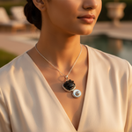 Load image into Gallery viewer, Black Onyx Rose Pendant Necklace | Sterling Silver Locket
