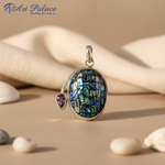 Load image into Gallery viewer, 925 Silver Abalone Shell Pendant with Amethyst Stone | Women&#39;s Jewelry
