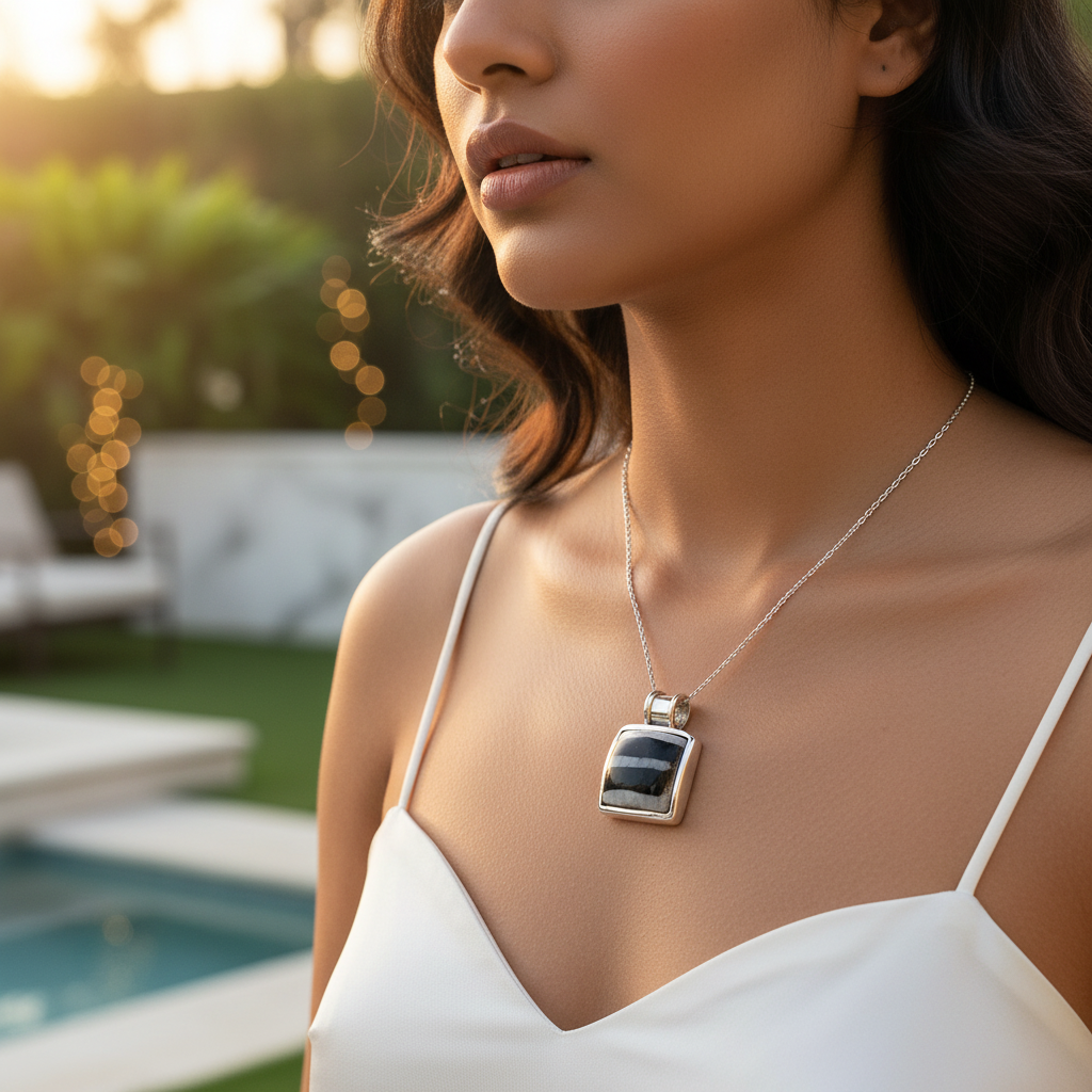 925 Silver Zebra Jasper Pendant for Women | Daily Wear