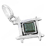 将图像加载到图库查看器中， 925 Silver Square Pendant with Green Stone | Women's Jewelry Gift
