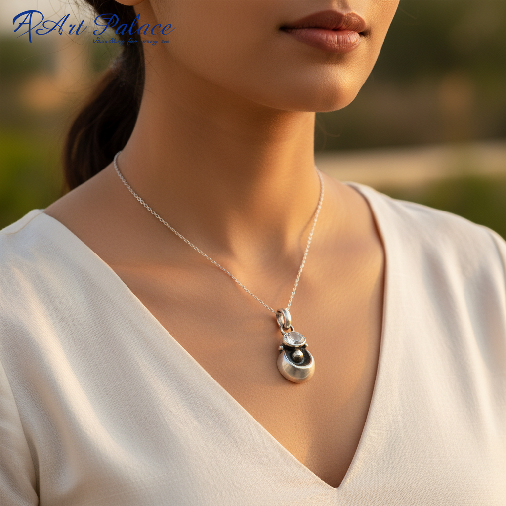 Colgante de plata de ley 925 con piedras preciosas para mujer | Joyas de regalo