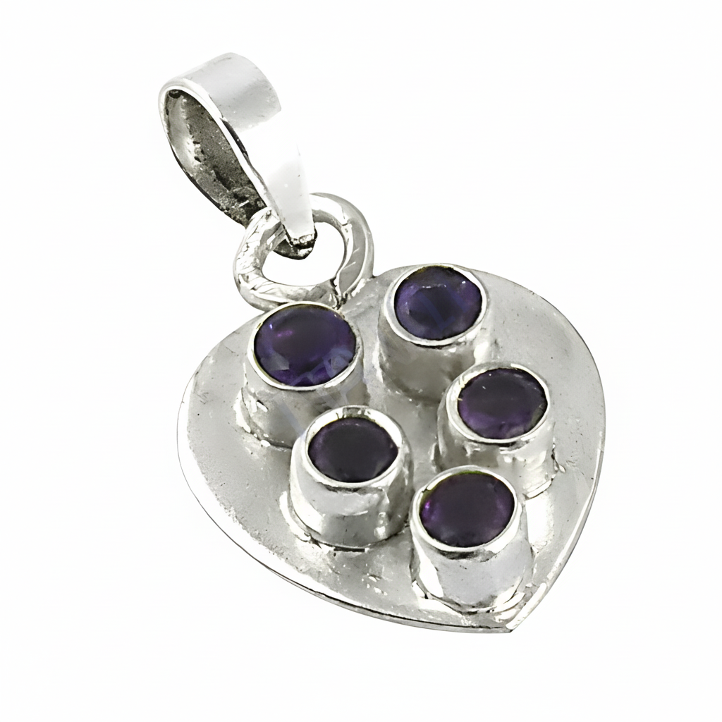 925 Silver Amethyst Heart Pendant for Women | Gemstone Jewelry
