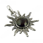 将图像加载到图库查看器中， 925 Silver Sunburst Pendant | Black Pearl Gemstone Jewelry
