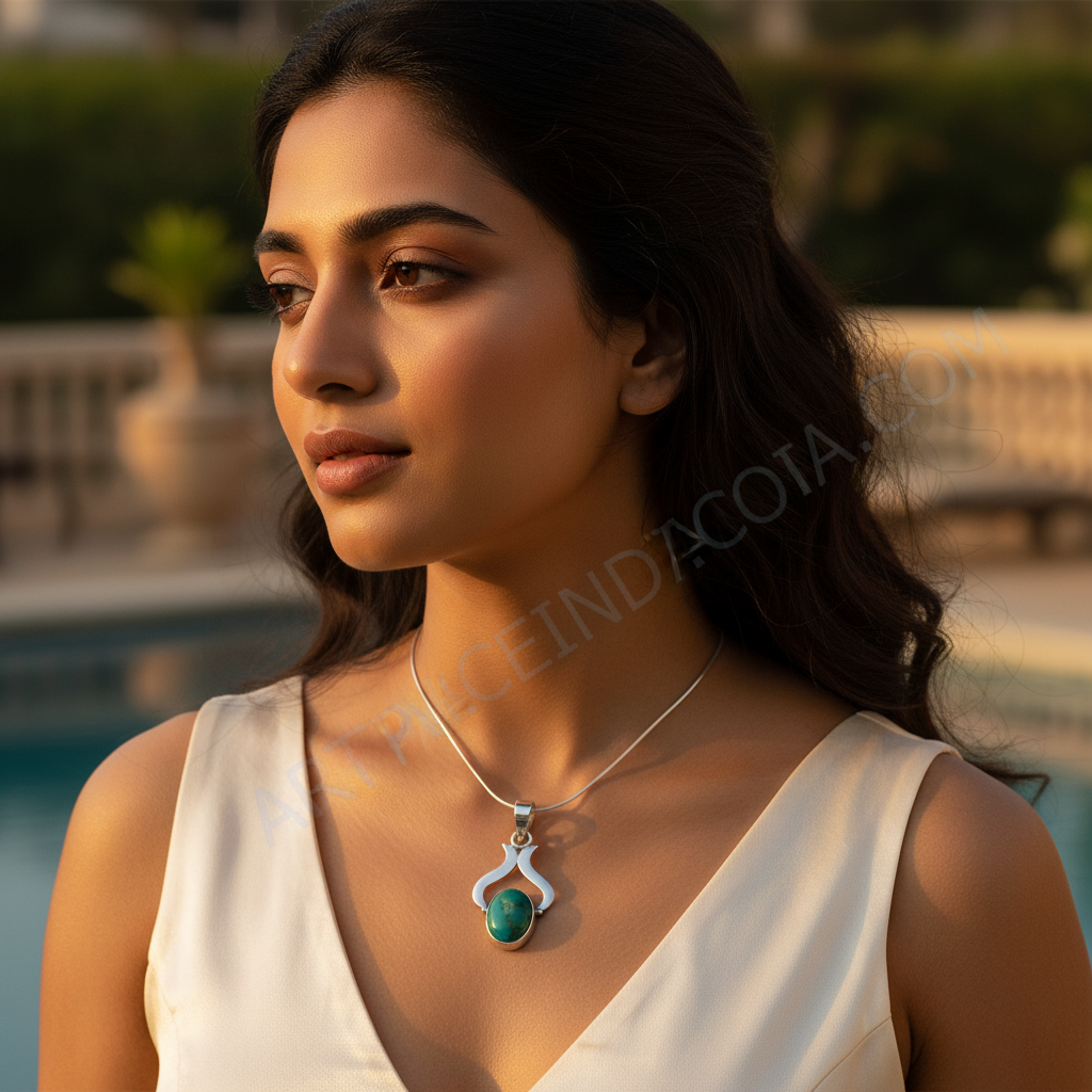 925 silver turquoise pendant for women | gemstone jewelry gift