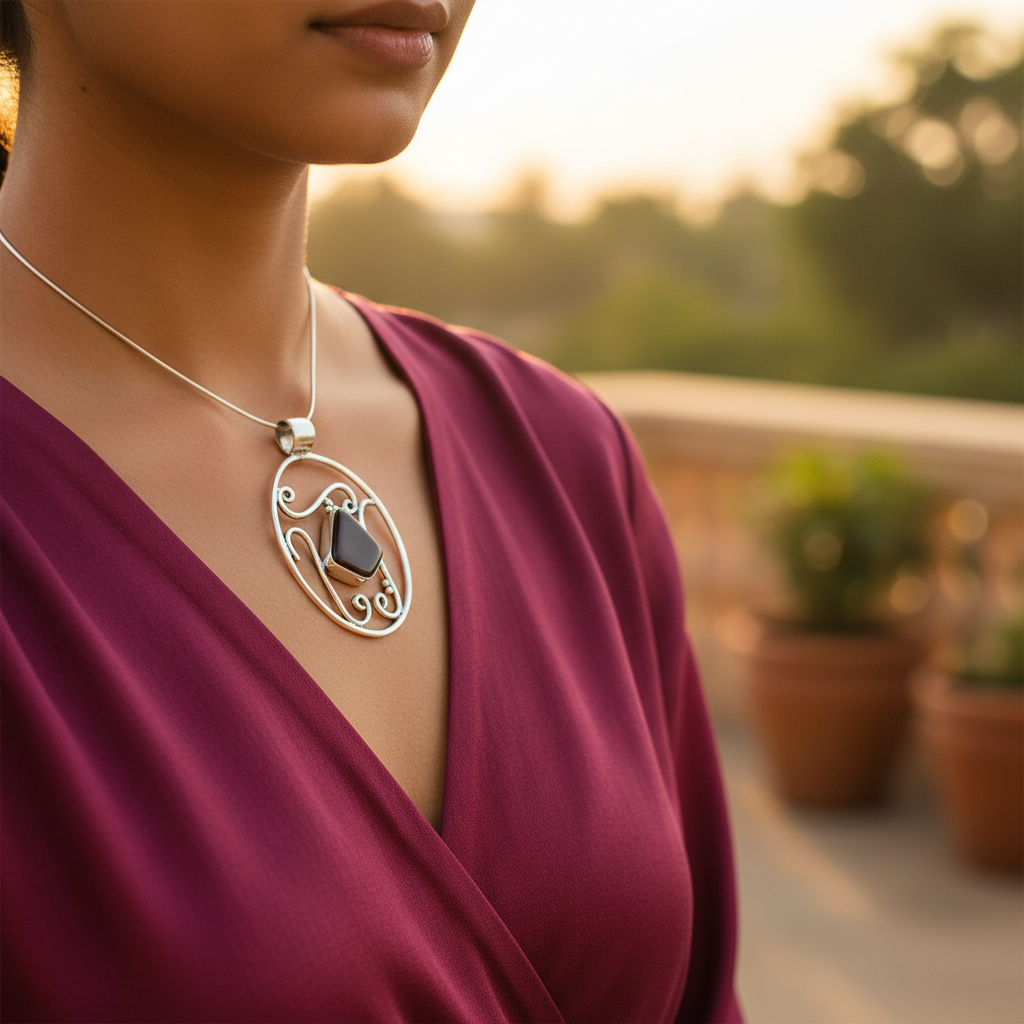 925 silver agate pendant for women | gemstone jewelry