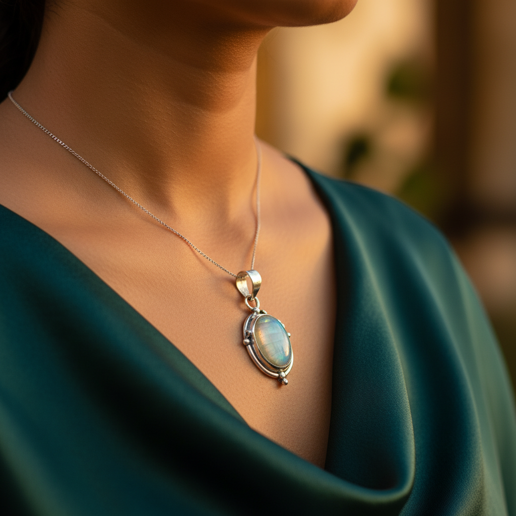 925 Silver Moonstone Pendant for Women | Gemstone Jewelry