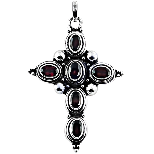 Fashionable Red Cubic Zirconia Cross Silver Pendant Cross Pendant New Arrival Pendant