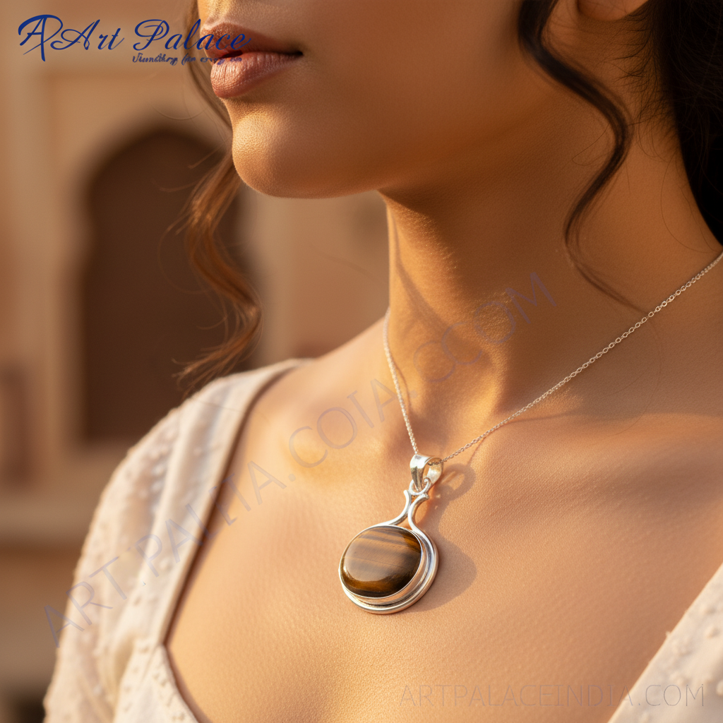 925 silver tiger eye pendant | gemstone jewelry for women