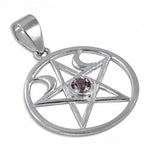 Load image into Gallery viewer, 925 Silver Pentacle Pendant with Amethyst Stone | Protection Jewelry
