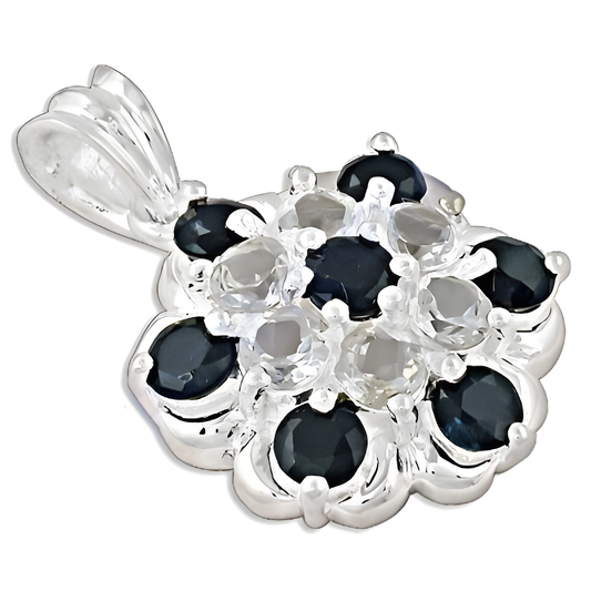 Classy Black Onyx & Cubic Zirconia Gemstone Silver Pendant Impressive Cz Pendant 925 Silver Pendant