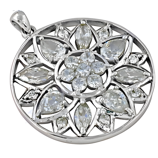 Sensational Cubic Zirconia Gemstone 925 Silver Pendant Flower Cz Pendant Adorable Cz Pendant