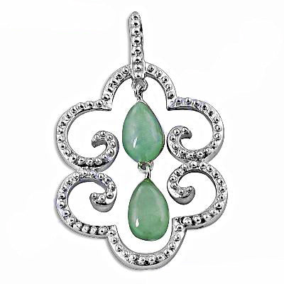 925 silver jade pendant necklace | teardrop gemstone jewelry