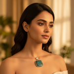 Load image into Gallery viewer, 925 Silver Turquoise Pendant | Square Gemstone Pendant for Women
