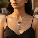 Load image into Gallery viewer, 925 Silver Unakite &amp; Agate Pendant Necklace | Women&#39;s Jewelry
